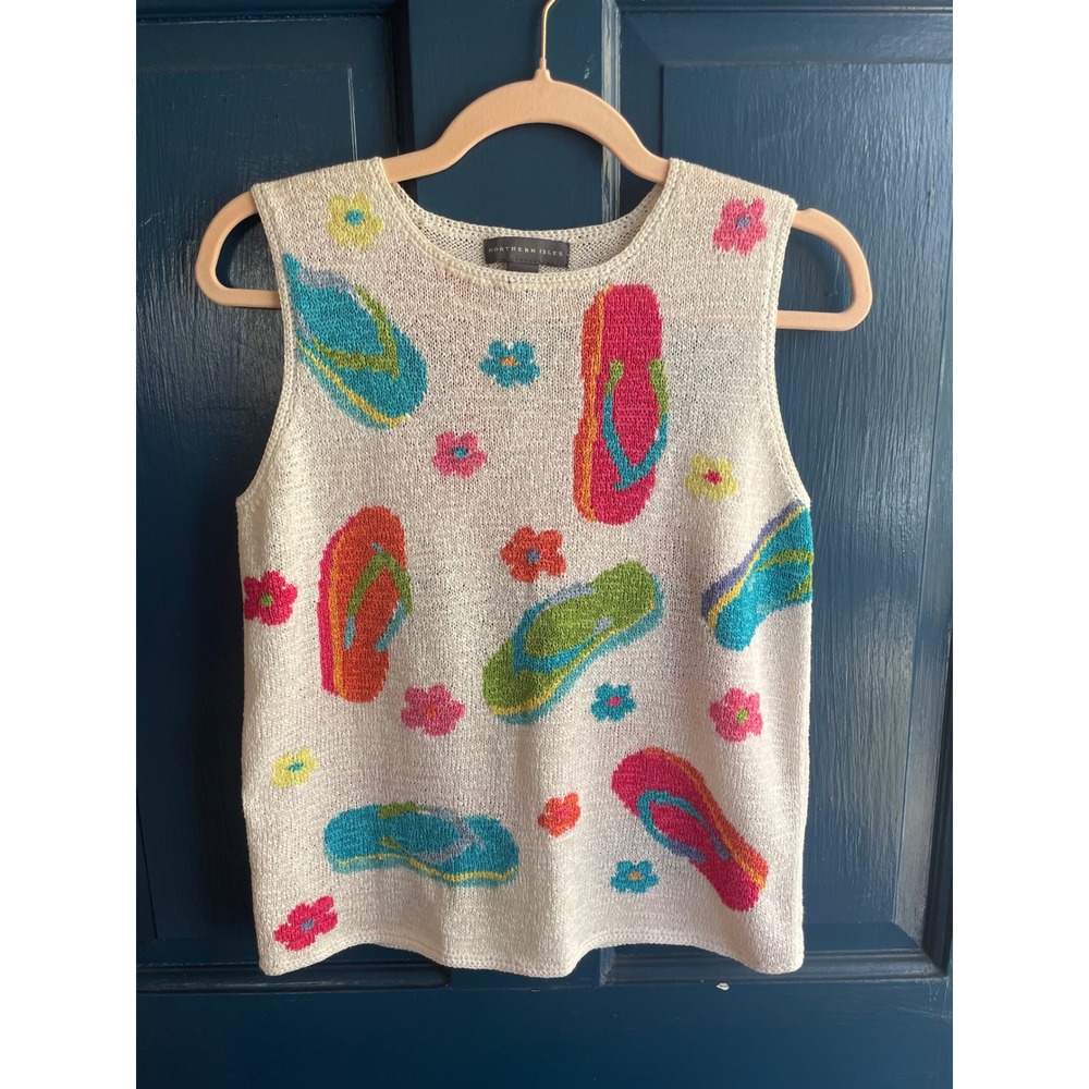 Northern Isles Sweater Tank Y2K Vintage Flip Flop Colorful Knit Top S